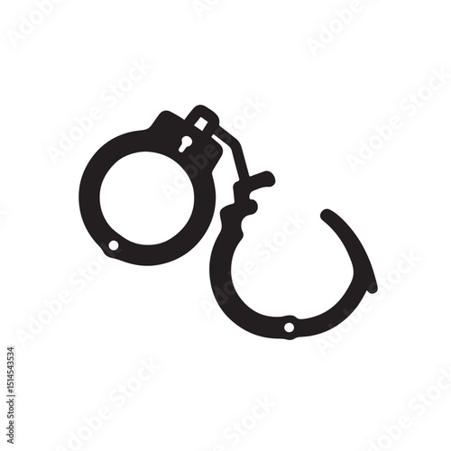 Open handcuffs icon vector silhouette