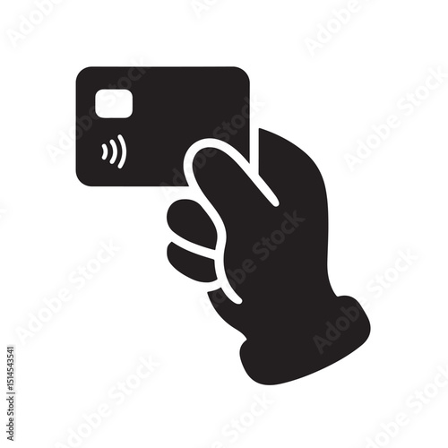 Hand offering debit card icon vector silhouette