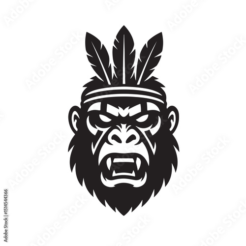 Tribal ape face icon vector silhouette