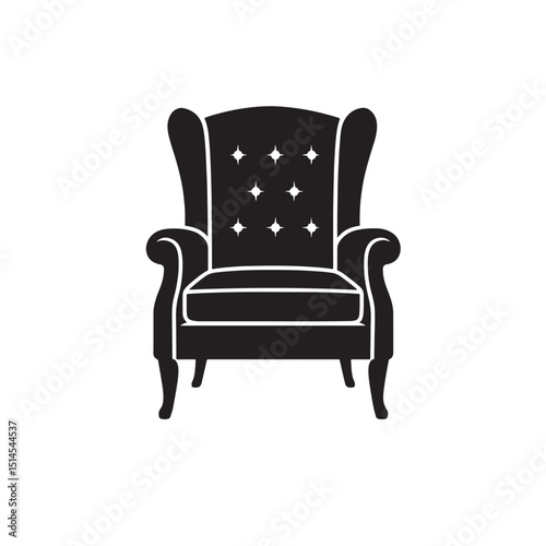 Wingback armchair icon vector silhouette