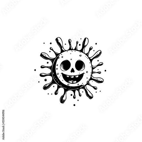 Whimsical Germ Character: A Smiling Cartoon Virus with a Playful Expression