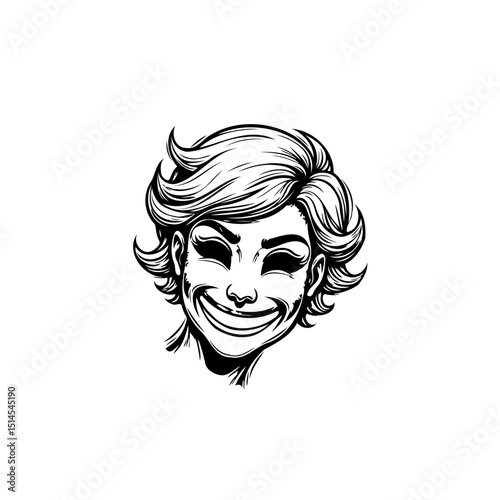 Eerie Grin: A Haunting Portrait of a Woman with a Sinister Smile Portrait
