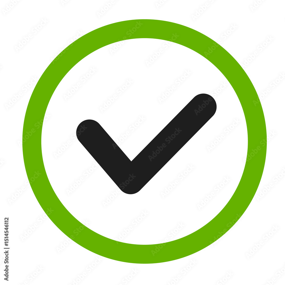 Check mark icon in a circle frame. Confirmation symbol Check mark icon in a circle frame. Confirmation symbol