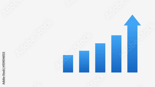 Animated bar chart with percentage symbols and rising arrow. Concept of interest growth, business success, and financial increase.