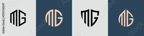 Creative simple Initial Letters MG Logo Designs Bundle.