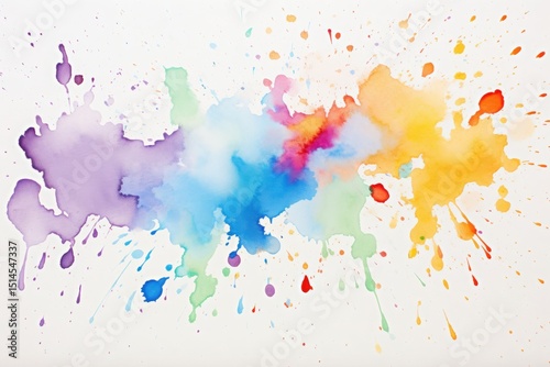 Vibrant watercolor illustration featuring a dynamic splash of colors including blue, purple, yellow, and red, creating an energetic and artistic visual expression of creativity