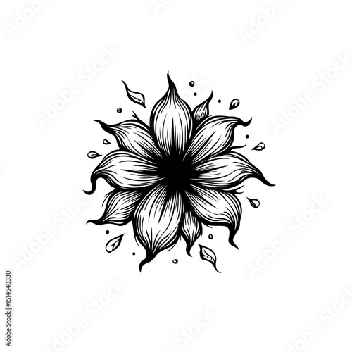 Elegant monochrome floral artwork showcasing detailed petals and minimalist design