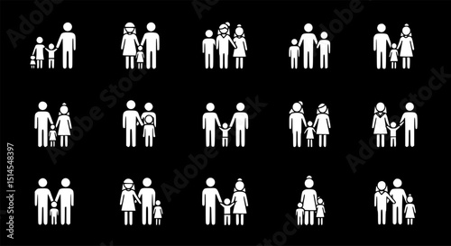 Family, parents and children linear icon.
