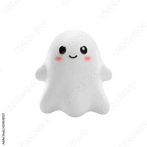 Cute ghost figure with blushing cheeks and small smile