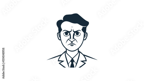 business man thinking with angry and little bit sad face, businessman person with serious and little bit sad face vector illustration 