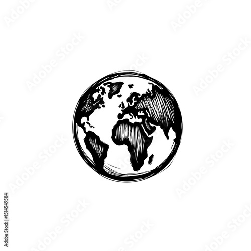 Hand-Drawn Earth Globe: A Minimalist Representation of Global Connection and Awareness