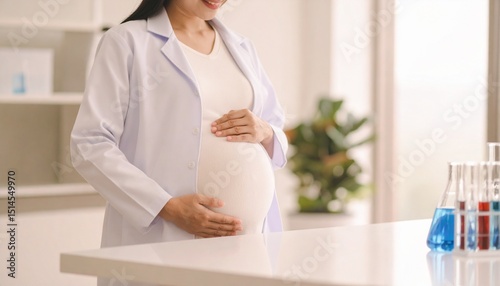 Pregnant Woman Working in Laboratory While - Scientist and Researcher at Work While Pregnant