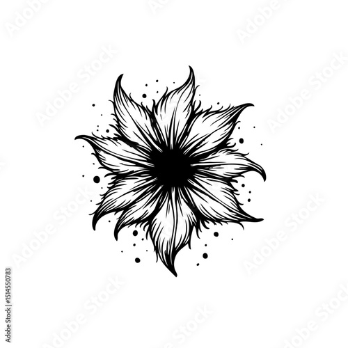 Monochrome floral illustration: a striking botanical design with bold contrasts