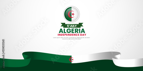 Algeria Independence day banner background 5th of July design element with realistic waving flag