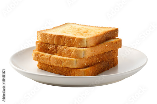 Golden Brown Toasted Bread Slices Stacked on a Plate