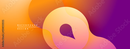 Abstract gradient design. Orange, yellow, purple hues blend smoothly. Modern, dynamic composition for backgrounds, presentations.