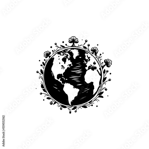 Elegant floral earth design embodying ecological harmony and environmental consciousness