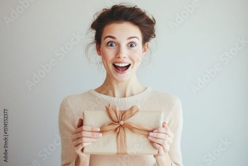 Wallpaper Mural Excited woman receiving a wonderful surprise gift Torontodigital.ca