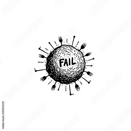 Abstract depiction of failure and negativity, with a central 'FAIL' message