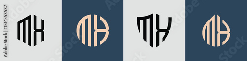 Creative simple Initial Letters MX Logo Designs Bundle.