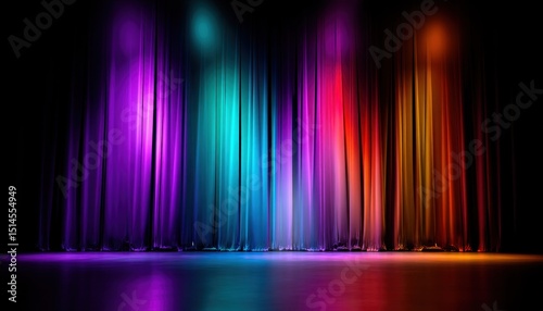 Wallpaper Mural Colorful stage curtains illuminated by spotlights, a vibrant backdrop Torontodigital.ca
