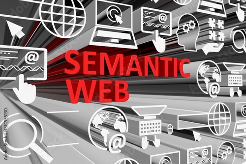 SEMANTIC WEB concept blurred background 3d render illustration