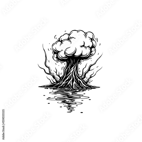 Monochrome tree illustration symbolizing resilience and growth in adversity
