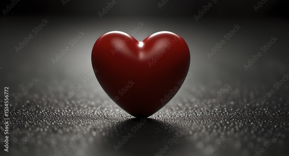 Fototapeta premium A bold red heart is positioned in the center of a black background, emphasizing its vibrant hue and simplicity. 