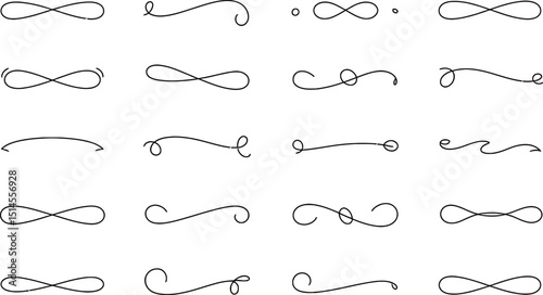 Decorative calligraphic dividers collection minimalist flourish elements for graphic design