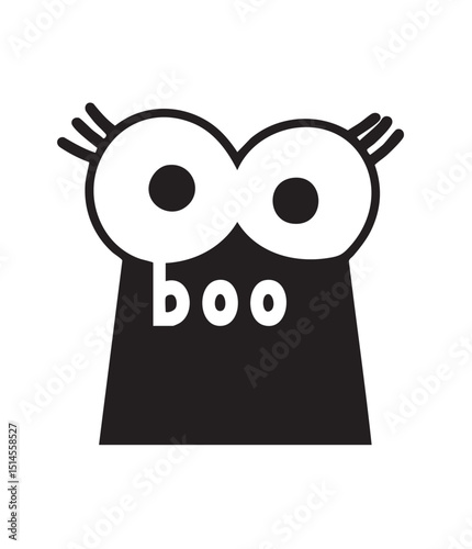 Boo, Cute ghost, vector, 2d, minimalist, monster, icon logo character avatar design, simple flat image, halloween, spooky, creature, shock, scare, startled, concept