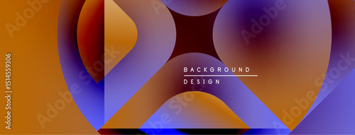 Abstract fluid shapes blend orange, blue, purple hues. Modern design features overlapping forms, creating dynamic visual impact. Text reads background design.