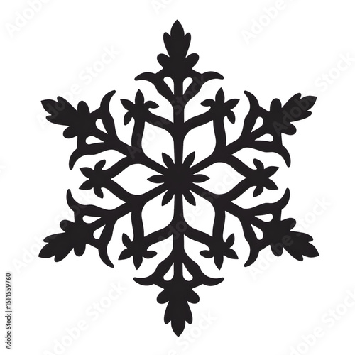 Black Snowflake Silhouette on White Background
