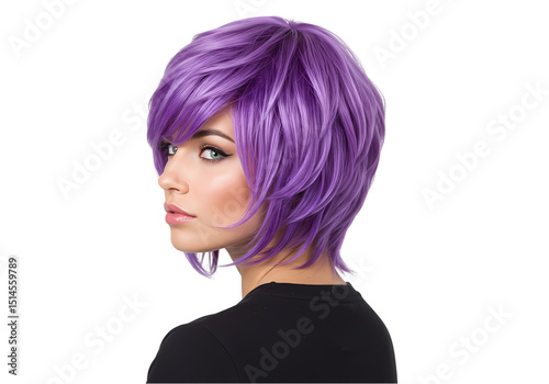 Wallpaper Mural Purple Short Bob Wig Synthetic Cosplay Party Womens Hairpiece isolated on transparent background Torontodigital.ca