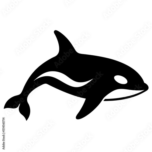 Black and White Orca Killer Whale Silhouette - Marine Mammal Icon