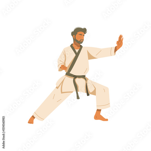 hipster man posing to karate illustration
