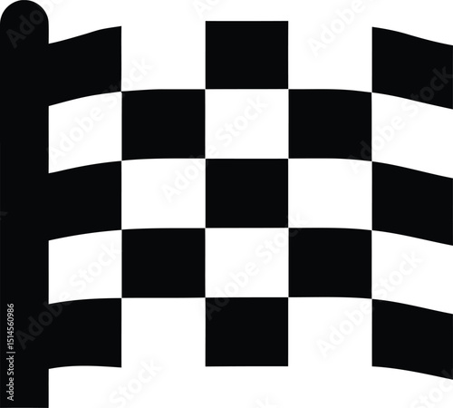  Solid Black and White Checkered Flag Icon, Simple Racing and Success Symbol AI Generative