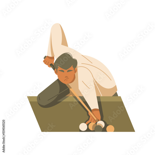 handsome man ready to poke billiard ball illustration
