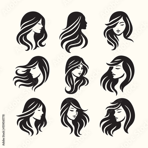 Girl Hair Style icon set