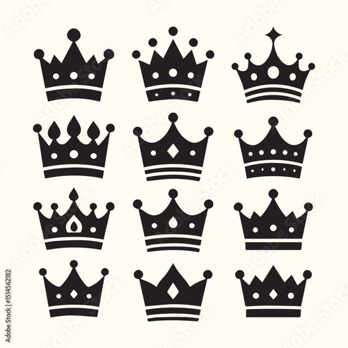 Crown icons set