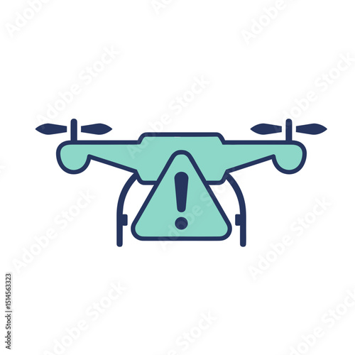 Drone safety warning icon in modern flat design style  
