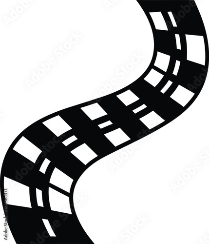 Solid Black Curvy Road Icon, Simple Minimalist Winding Path Symbol AI Generative