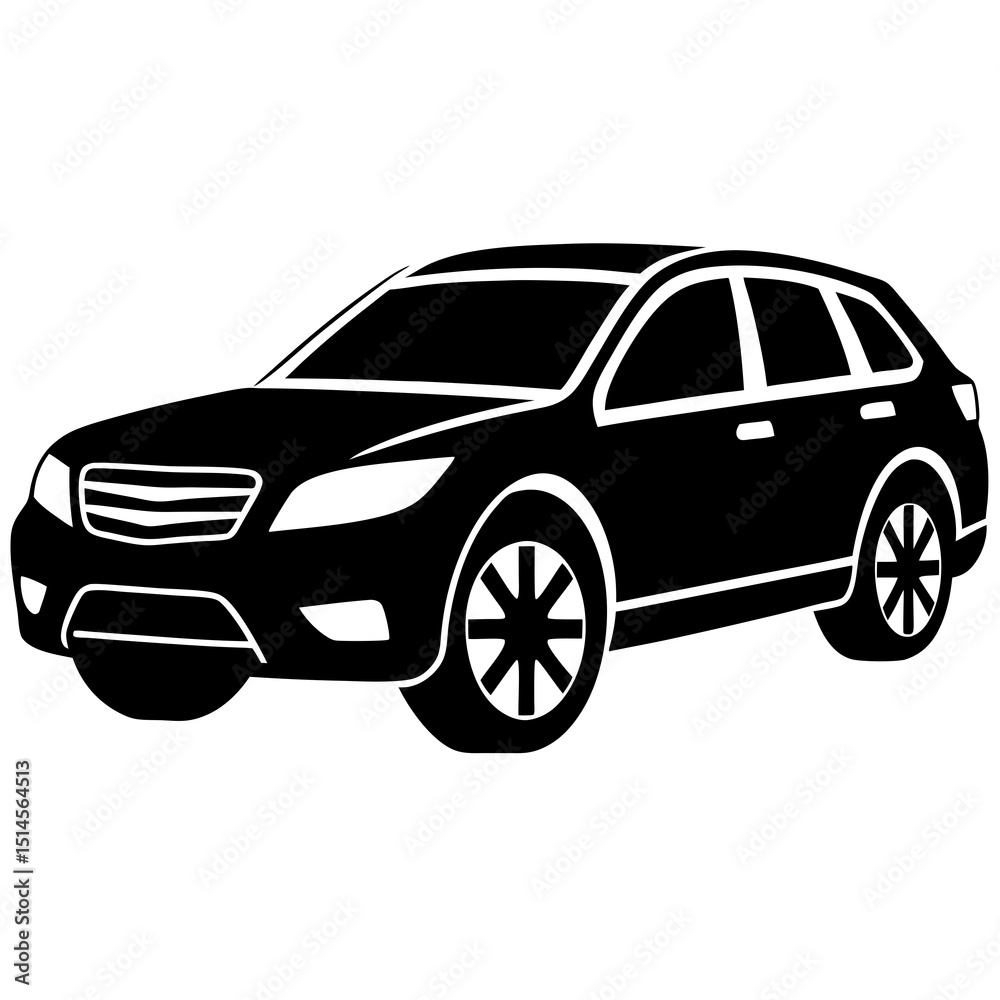 Naklejka premium black car isolated on white