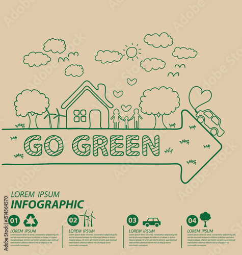 Creative drawing ecology concept. Vector illustration.