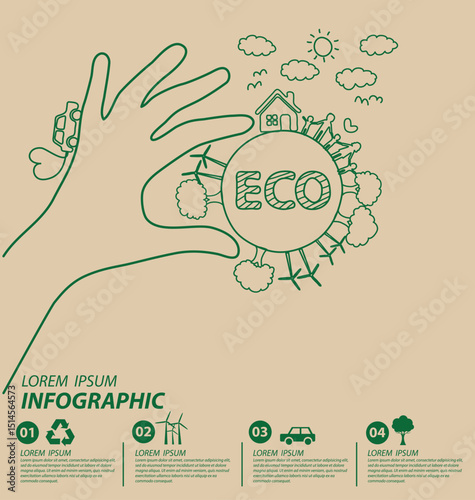 Creative drawing ecology concept. Vector illustration.