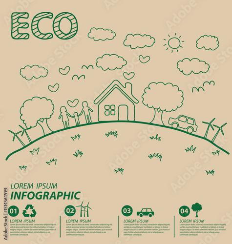 Creative drawing ecology concept. Vector illustration.