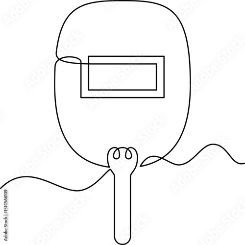 one line art Welding Hand Shield vector illustration. line art, one continuous line, simple, hand drawn and sketch style. for icons, symbols, signs or logos. PNG