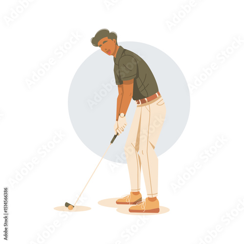Male golfer about to tee off a golf ball illustration