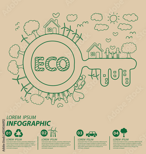 Creative drawing ecology concept. Vector illustration.