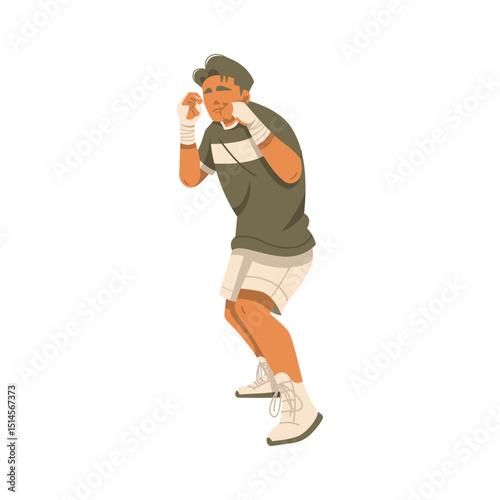 handsome man posing for boxing illustration