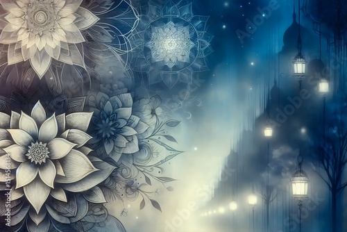 Sacred Bloom: Ink of the Divine Abstract Background